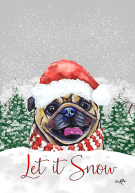 Pug - Fawn - Hippie Hound Studios Christmas House Flags