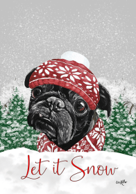 Pug - Black - Hippie Hound Studios Christmas House Flags