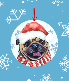 Pug - Fawn -   Hippie Hound Studios Christmas Tree Ornament