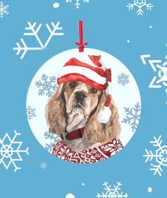 Cocker Spaniel - Buff -   Hippie Hound Studios Christmas Tree Ornament