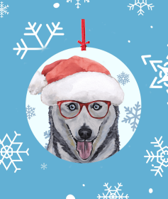 Siberian Husky - Grey -   Hippie Hound Studios Christmas Tree Ornament