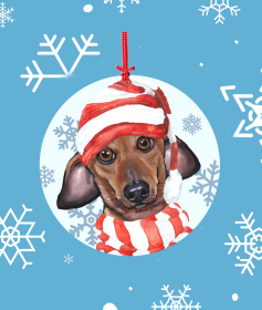 Dachshund - Red -   Hippie Hound Studios Christmas Tree Ornament