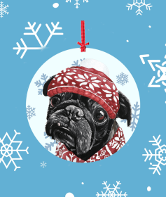 Pug - Black -   Hippie Hound Studios Christmas Tree Ornament