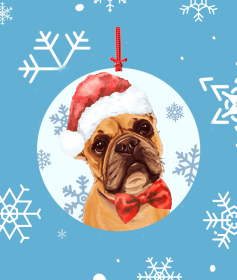 French Bulldog - Cream -   Hippie Hound Studios Christmas Tree Ornament