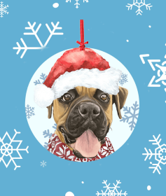 Boxer - Uncropped -   Hippie Hound Studios Christmas Tree Ornament