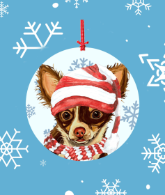 Chihuahua - Longhair -   Hippie Hound Studios Christmas Tree Ornament