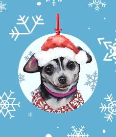 Chihuahua - Black -   Hippie Hound Studios Christmas Tree Ornament