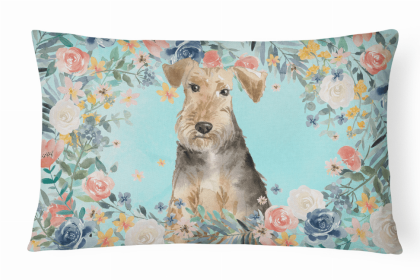 Airedale Terrier Dog Art Canvas Fabric Decorative Pillow