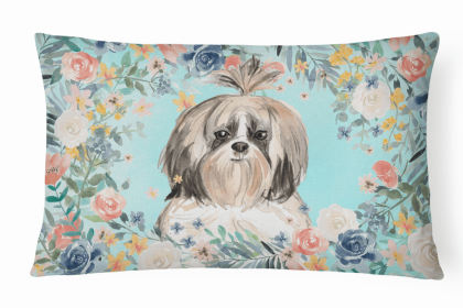 Shih Tzu Dog Art Canvas Fabric Decorative Pillow