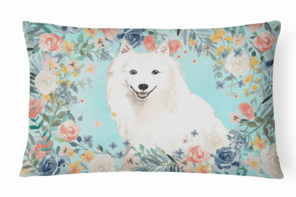 Japanese Spitz Dog Art Canvas Fabric Decorative Pillow