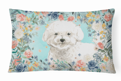 Bichon Frise Dog Art Canvas Fabric Decorative Pillow