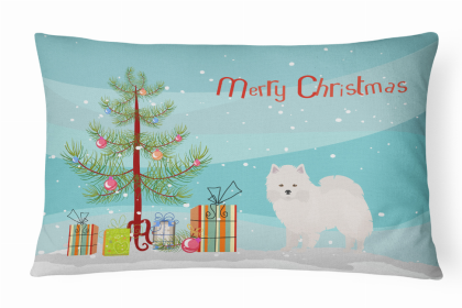 American Eskimo - Christmas Tree Dog Art Canvas Fabric Decorative Pillow Style 2