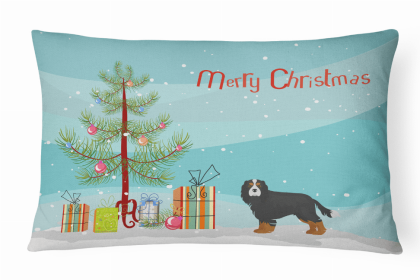 Cavalier King Charles Spaniel - Tricolor - Christmas Tree Dog Art Canvas Fabric Decorative Pillow Style 2