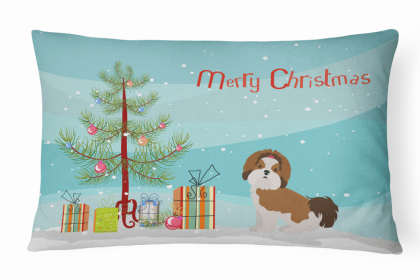 Imperial Shih Tzu - Christmas Tree Dog Art Canvas Fabric Decorative Pillow Style 2