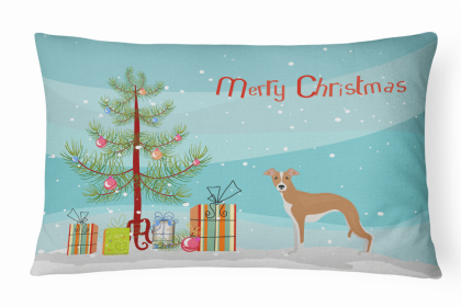 Italian Greyhound 1 - Christmas Tree Dog Art Canvas Fabric Decorative Pillow Style 2