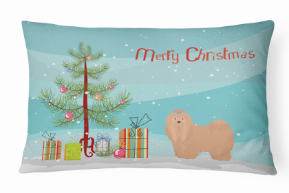 Lhasa Apso - Tan - Christmas Tree Dog Art Canvas Fabric Decorative Pillow Style 2