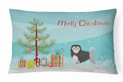 Lowchen or Little Lion Dog - Christmas Tree Dog Art Canvas Fabric Decorative Pillow Style 2