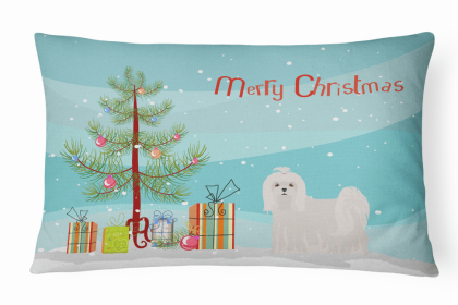 Maltese 1 - Christmas Tree Dog Art Canvas Fabric Decorative Pillow Style 2