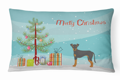 Manchester Terrier - Christmas Tree Dog Art Canvas Fabric Decorative Pillow Style 2