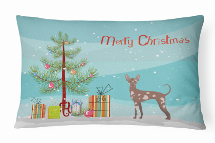 Mexican Hairless Dog - Christmas Tree Dog Art Canvas Fabric Decorative Pillow Style 2