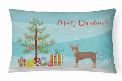 Toy Fox Terrier - Christmas Tree Dog Art Canvas Fabric Decorative Pillow Style #2