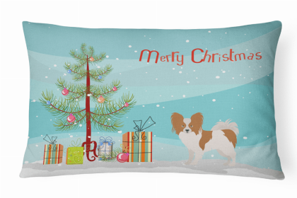 Papillon - Christmas Tree Dog Art Canvas Fabric Decorative Pillow Style 2