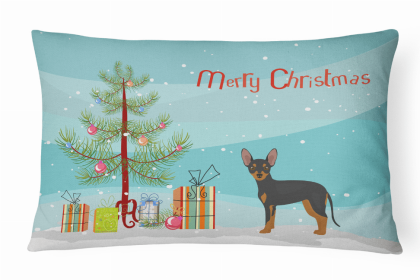 Prague Ratter - Christmas Tree Dog Art Canvas Fabric Decorative Pillow Style