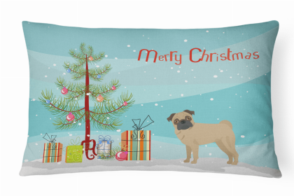 Pug 1 - Christmas Tree Dog Art Canvas Fabric Decorative Pillow Style 2