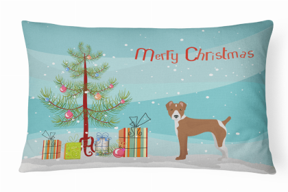 Rat Terrier - Christmas Tree Dog Art Canvas Fabric Decorative Pillow Style 2