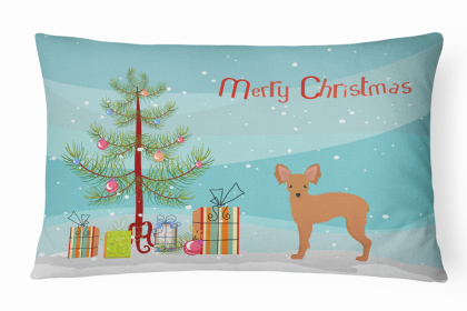 Russkiy Toy or Russian Toy Terrier - Christmas Tree Dog Art Canvas Fabric Decorative Pillow Style 2