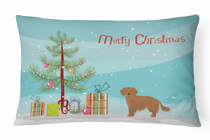 Small Greek Domestic Dog (Kokoni) - Christmas Tree Dog Art Canvas Fabric Decorative Pillow Style 2