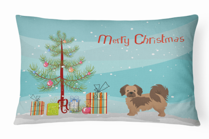 Tibetan Spaniel - Christmas Tree Dog Art Canvas Fabric Decorative Pillow Style 2