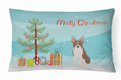 Boston Terrier 1 - Christmas Tree Dog Art Canvas Fabric Decorative Pillow Style 2