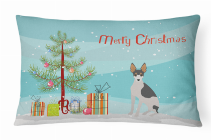 Toy Fox Terrier 2 - Christmas Tree Dog Art Canvas Fabric Decorative Pillow Style 2