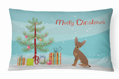 Prague Ratter - Brown - Christmas Tree Dog Art Canvas Fabric Decorative Pillow Style 2