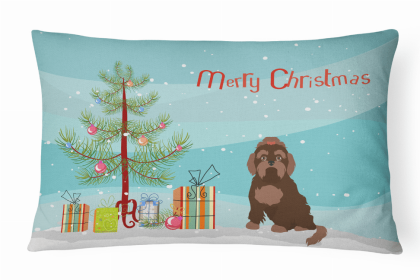 Russia Lapdog - Brown - Christmas Tree Dog Art Canvas Fabric Decorative Pillow Style 2