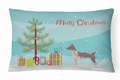 American Hairless Terrier - Christmas Tree Dog Art Canvas Fabric Decorative Pillow Style 2