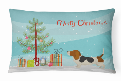 Basset Hound 1 - Christmas Tree Dog Art Canvas Fabric Decorative Pillow Style 2