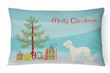 Bedlington Terrier 1 - Christmas Tree Dog Art Canvas Fabric Decorative Pillow Style 2 -