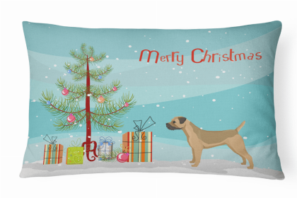 Border Terrier 1 - Christmas Tree Dog Art Canvas Fabric Decorative Pillow Style 2