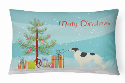 Borzoi Russian Wolfhound 1 - Christmas Tree Dog Art Canvas Fabric Decorative Pillow Style 2