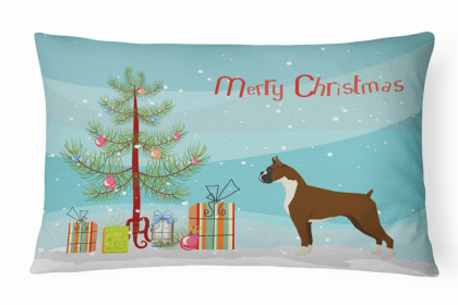 Boxer 1 - Christmas Tree Dog Art Canvas Fabric Decorative Pillow Style 2