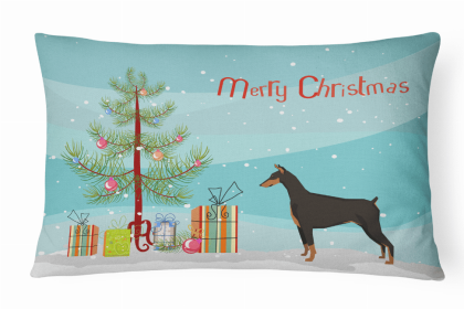 Doberman 1 - Christmas Tree Dog Art Canvas Fabric Decorative Pillow Style 2