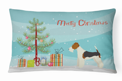 Fox Terrier 1 - Christmas Tree Dog Art Canvas Fabric Decorative Pillow Style 2