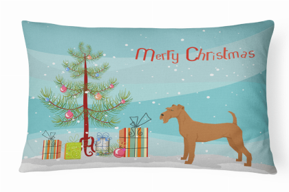 Irish Terrier 1 - Christmas Tree Dog Art Canvas Fabric Decorative Pillow Style 2