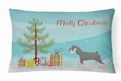 Schnauzer 1 - Christmas Tree Dog Art Canvas Fabric Decorative Pillow Style 2