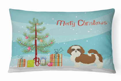 Shih Tzu 1 - Christmas Tree Dog Art Canvas Fabric Decorative Pillow Style 2