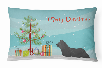 Skye Terrier 1 - Christmas Tree Dog Art Canvas Fabric Decorative Pillow Style 2