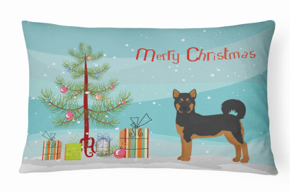 Akita - Black and Tan - Christmas Tree Dog Art Canvas Fabric Decorative Pillow Style 2