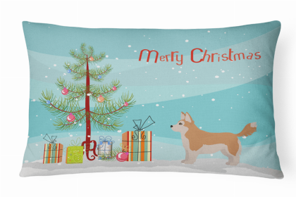 Corgi/Husky Mix - Christmas Tree Dog Art Canvas Fabric Decorative Pillow Style 2